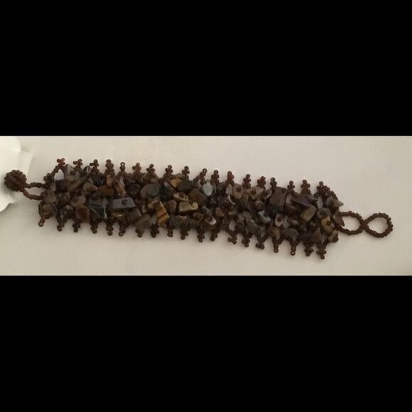 Tiger Eye Gemstone & Seed Bead Toggle Bracelet - Picture 1 of 1